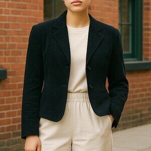 Women's Suede Jacket Size Med  Black Lined 3 Button  FieldGear